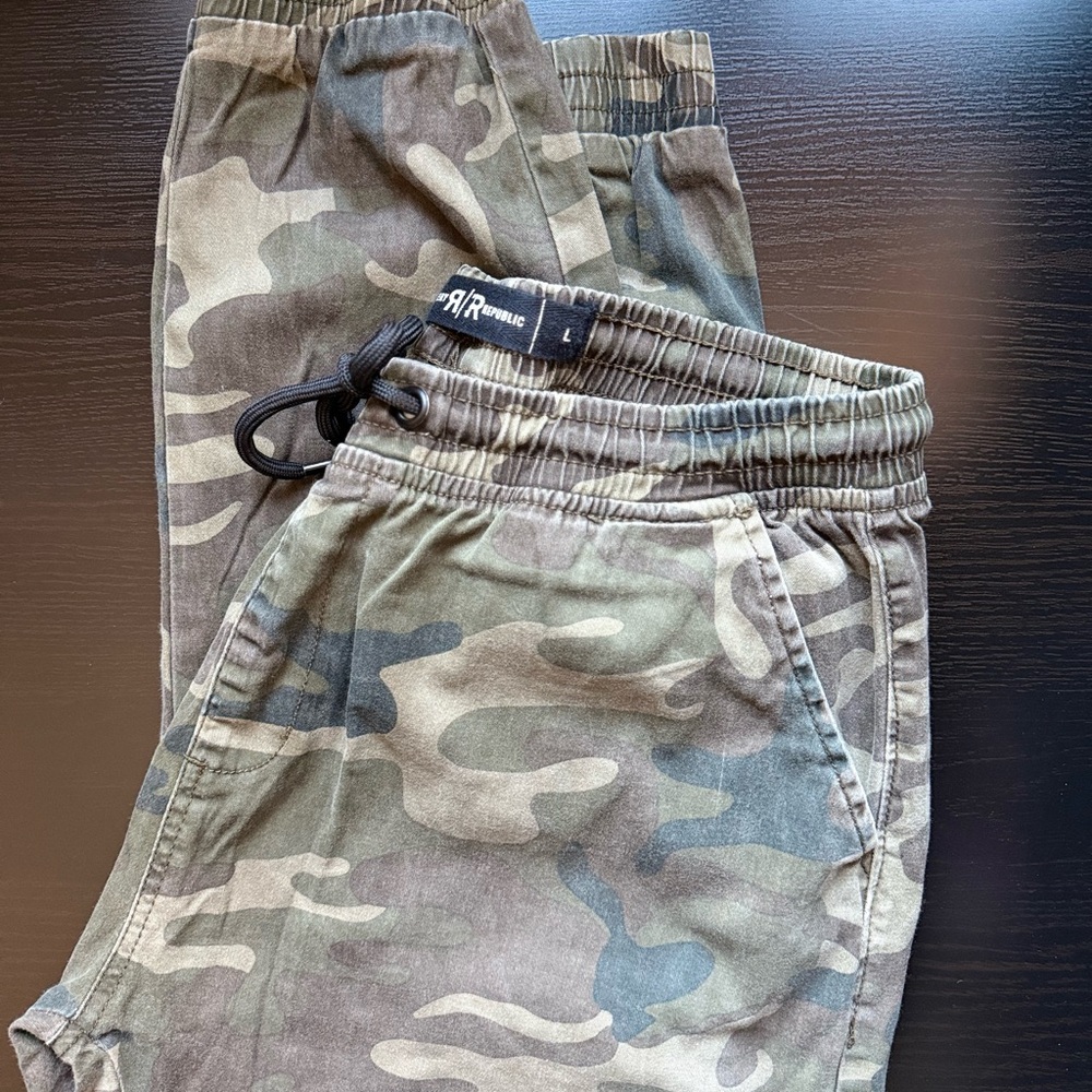 Camo Jogger Pants Women’s Large Green Military Print Drawstring Joggers - Picture 10 of 11